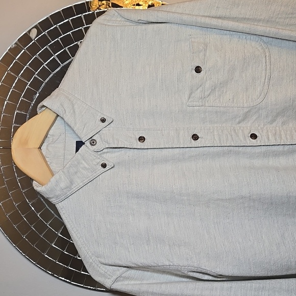 J. Crew White Heathered Chamois Elbow-Patch Botton Down Flannel Cotton Shirt - Picture 4 of 15